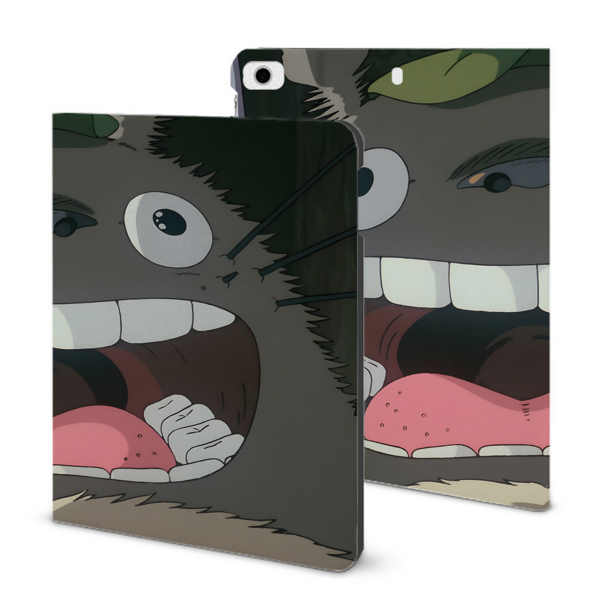 （画像用） となりのトトロ 草壁メイ 草壁サツキ My Neighbor Totoro Satsuki Kusakabe Mei Kusakabe IPad ケース ブック型 PUレザー TPU 耐衝撃 軽量 薄型 ペン収納なし 全面保護 IPad 各モデル対応
